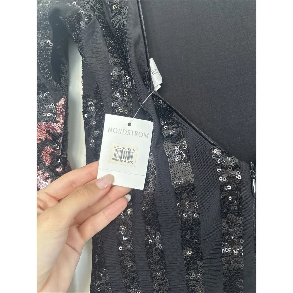 Black dress with black and pink sequins Size S